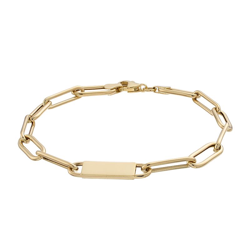 Au Naturale 14k Gold Paper Clip Chain ID Bracelet, Womens, Size: 7.5, Y