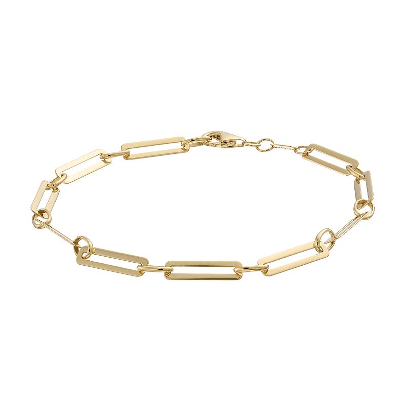 Au Naturale 14k Gold Paper Clip Chain Bracelet, Womens, Size: 7.5, Yell