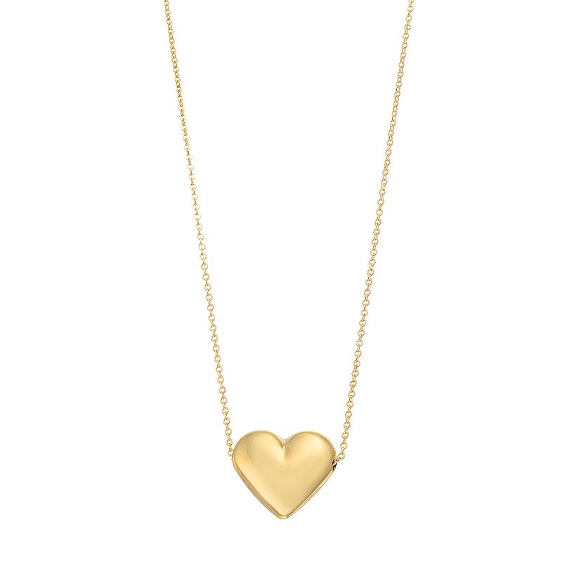 Au Naturale 14k Gold Puffed Heart Necklace, Womens, Size: 18, Yellow