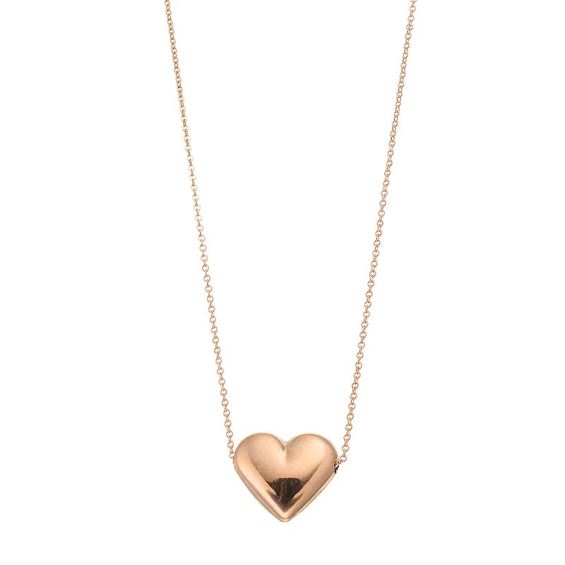 Au Naturale 14k Rose Gold Puffed Heart Necklace, Womens, Size: 18, Pink