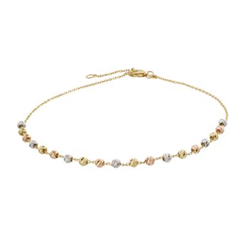 Au Naturale 14k Tricolor Gold Beads Anklet