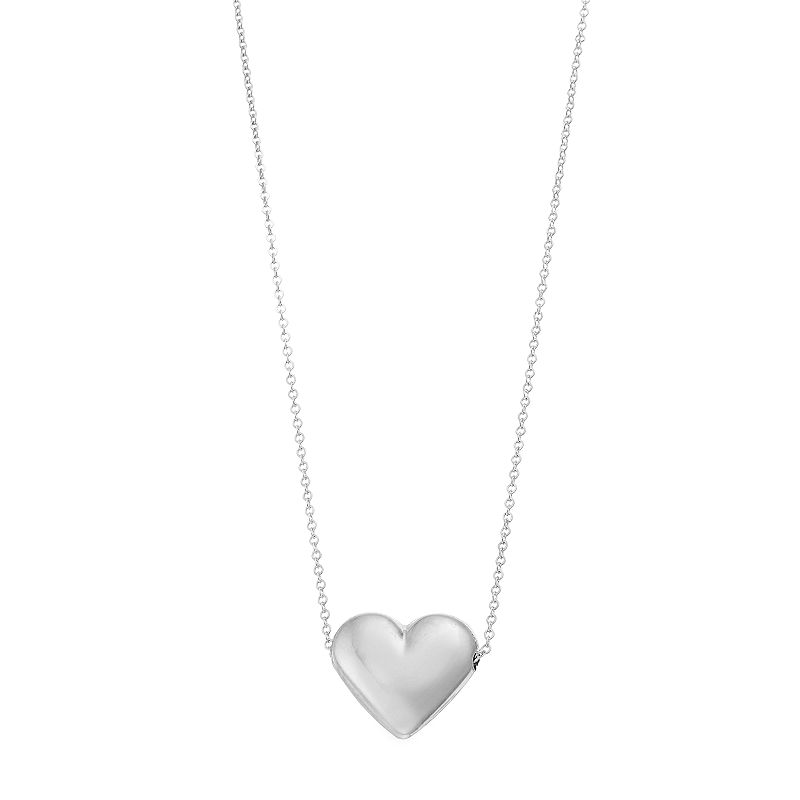 Au Naturale 14k White Gold Puffed Heart Necklace, Womens, Size: 18
