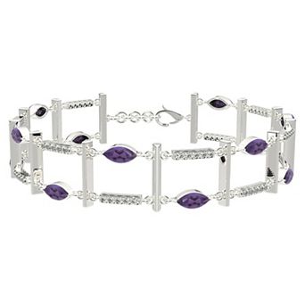 Sterling Silver Amethyst & White Topaz Layer Bracelet