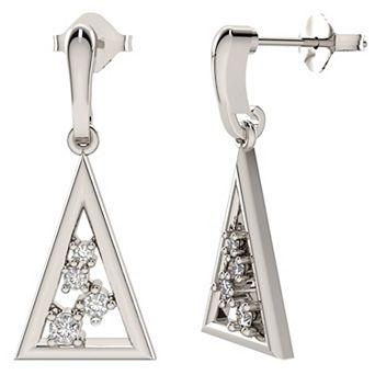 Sterling Silver Diamond Accent Triangle Dangle Earrings
