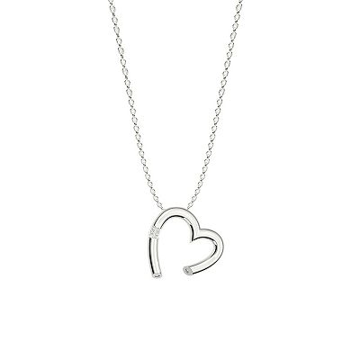 Sterling Silver Diamond Accent Open Heart Pendant