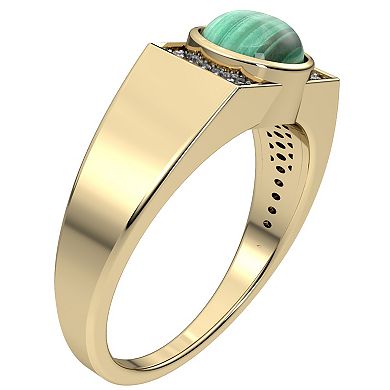 Men's 10k Gold Malachite & Diamond Accent Ring