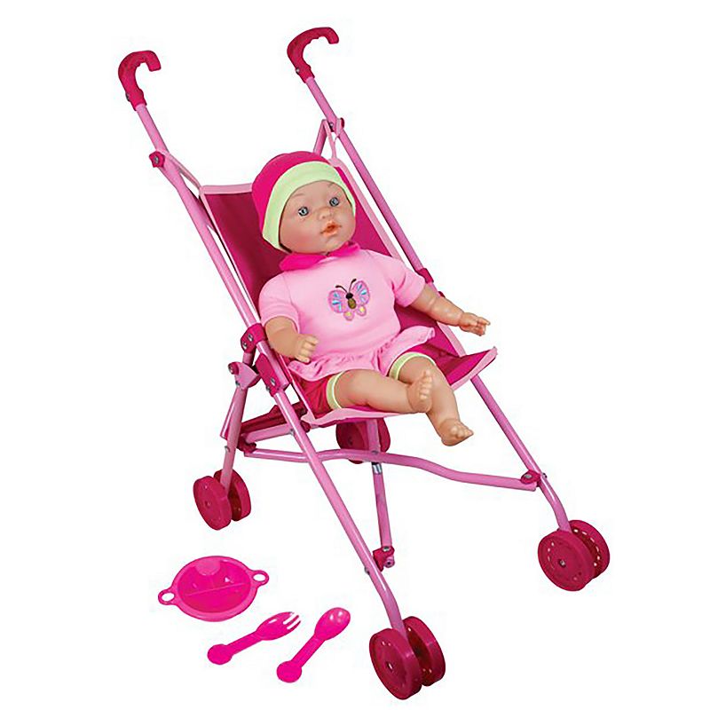 Lissi Doll Umbrella Stroller Set with 16 Baby Doll, Multicolor
