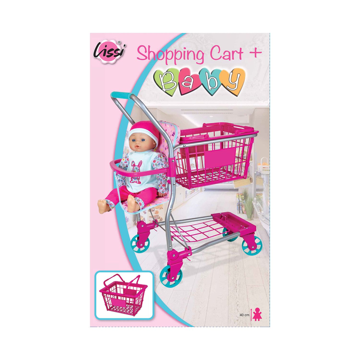 Детские куклы Lissi Baby Doll Shopping Cart with 16 inch Baby Doll