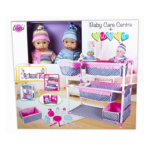 Детские куклы Lissi Baby Care Center for Twins with Two Toy Baby Dolls & Feeding Accessories