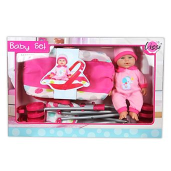 Lissi 12" Twin Baby Dolls with Twin Jogger Stroller