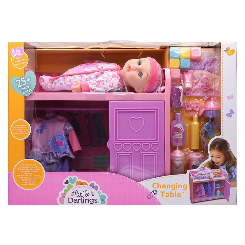New Adventures Little Darlings Toy Baby Doll & Changing Table Play Set, Mul