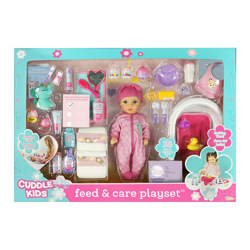 New Adventures Little Darlings Baby Doll Feed & Care Deluxe Playset with 15