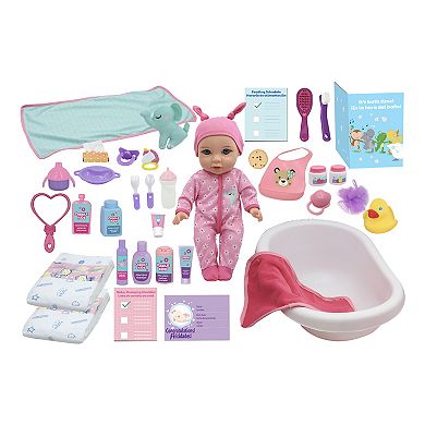 New Adventures Little Darlings Baby Doll Feed & Care Deluxe Playset with 15in. Baby Doll & 35 Accessories