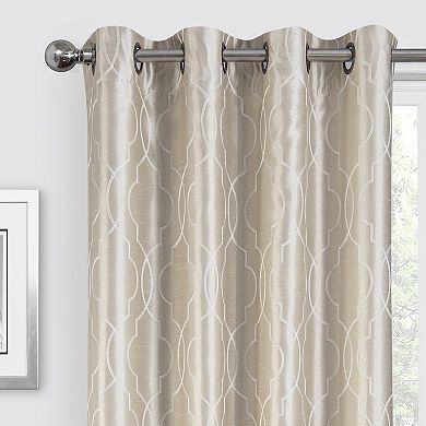 Regal Home 2 Embroidered Faux Silk Window Curtain Panels