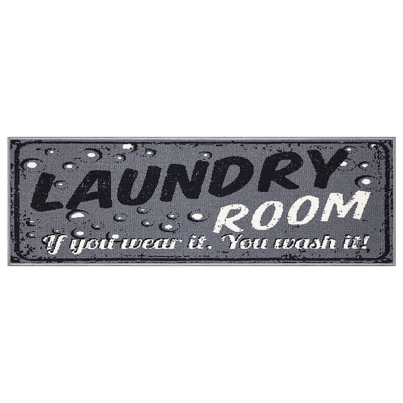 Ottomanson Laundry Collection Bubbles Design Laundry Room Area Rug, Grey, 2