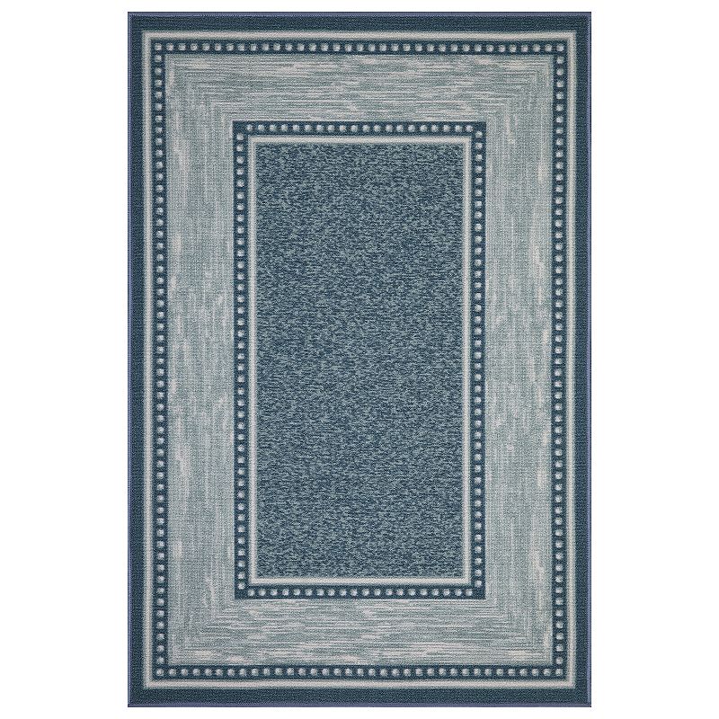 Ottomanson Ottohome Collection Bordered Design Indoor Rug, Blue, 2X6 Ft