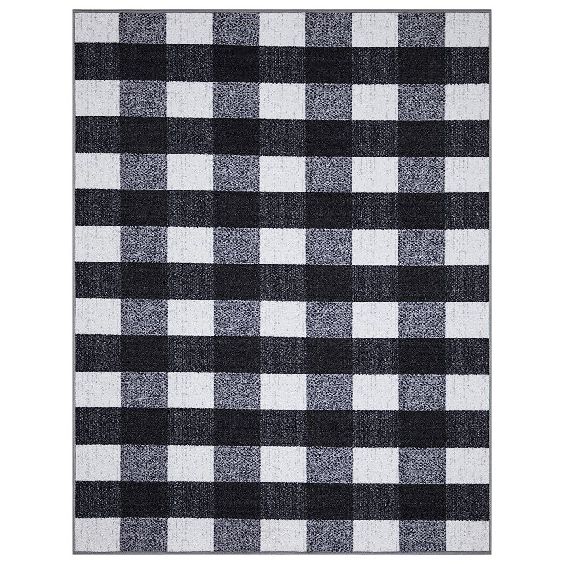 Ottomanson Ottohome Collection Checkered Design Indoor Rug, Black, 3X5 Ft