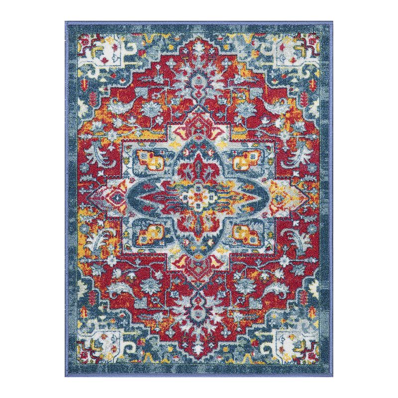 Ottomanson Ottohome Collection Medallion Design Indoor Rug, Red, 5X6.5 Ft