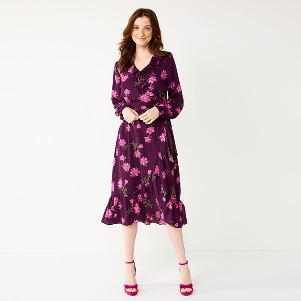 Women's DRAPER JAMES RSVP™ Long Sleeve Ruffle Midi Dress