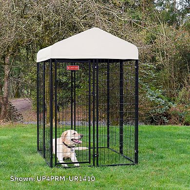 Lucky Dog STAY Series 4 x 4 x 6 Foot Roofed Steel Frame Studio Dog Kennel, Khaki