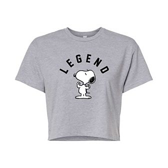 Juniors' Peanuts Snoopy "Legend" Cropped Graphic Tee