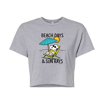 Juniors' Peanuts Snoopy "Beach Days & Sun Rays" Cropped Graphic Tee