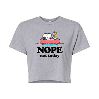 Juniors' Peanuts Snoopy "Nope Not Today" Cropped Graphic Tee