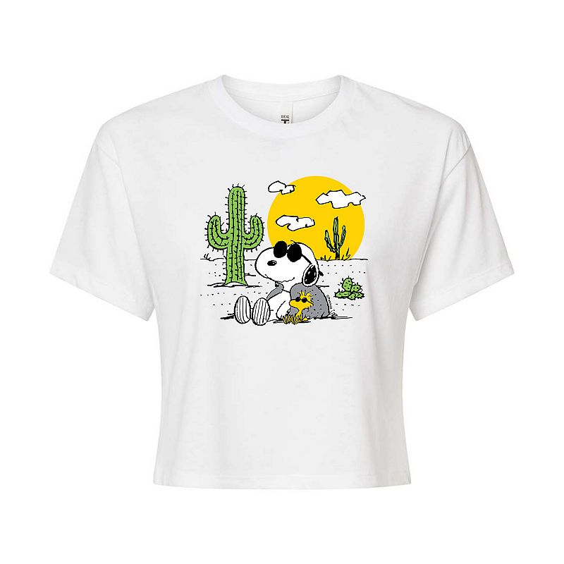 Juniors Peanuts Snoopy Desert Cropped Graphic Tee, Girls, Size: Small, Wh