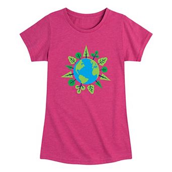 Girls 7-16 Earth Day World And Trees Graphic Tee