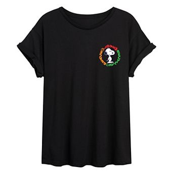 Juniors' Peanuts "Peace Love Recycle" Snoopy Oversized Graphic Tee