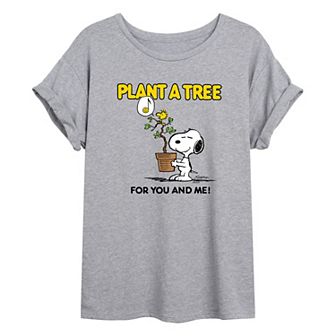 Juniors' Peanuts "Plant A Tree" Snoopy Oversized Graphic Tee