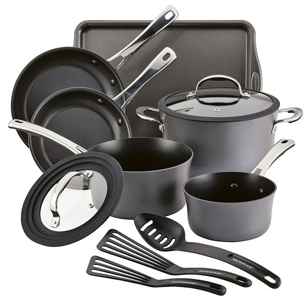 Member Mark 15 Piece Hard Anodized Aluminum Cookware Set With 7-Piece  Kitchen Tools Set