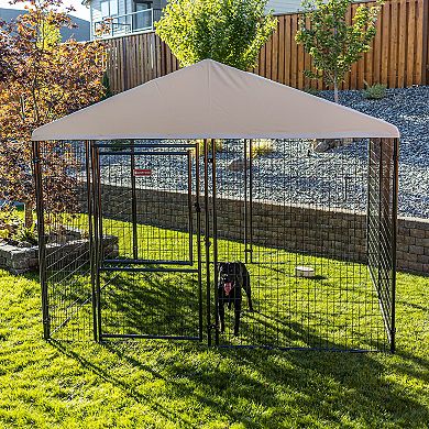 Lucky Dog STAY Series Presidential 10 x 10 x 6 Ft Steel Frame Dog Kennel, Khaki