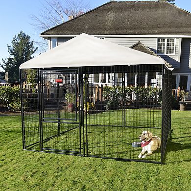 Lucky Dog STAY Series Presidential 10 x 10 x 6 Ft Steel Frame Dog Kennel, Khaki