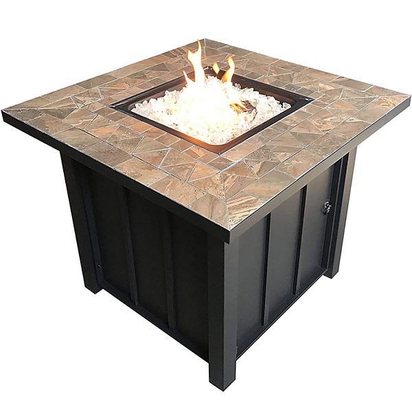 Hiland AFPSTT Outdoor 30 In Square Tile Table Top Propane Fire Pit