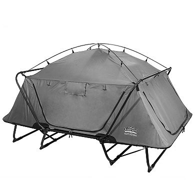Kamp-Rite Portable Versatile Double Tent Cot, Chair, & Tent for 2 Campers, Gray