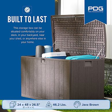Plastic Development Group 105-Gallon Resin Outdoor Storage Deck Box, Java Brown
