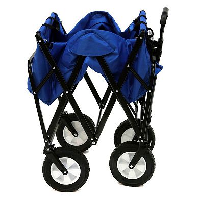 Mac Sports Collapsible Folding Outdoor Utility Garden Camping Wagon Cart, Blue