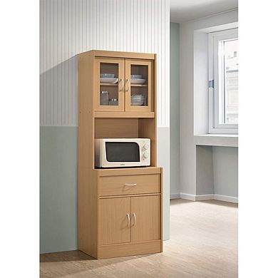 Hodedah Freestanding Kitchen Storage Cabinet w/ Open Space for ...