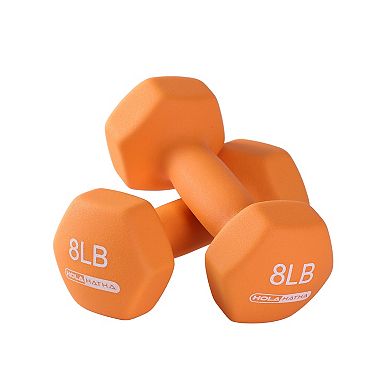 HolaHatha 2, 3, 5, 8, and 10 Pound Neoprene Dumbbell Free Weight Set with Rack