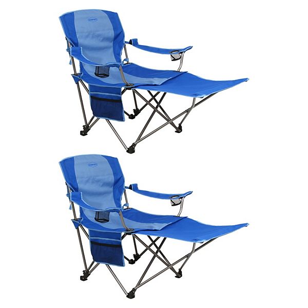 KampRite Outdoor Folding Lounge Chair with Detachable Footrest, Blue
