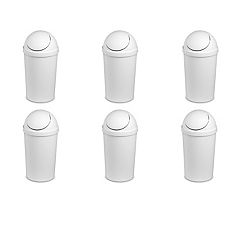 Sterilite 13 Gal Swing Top Lidded Wastebasket Kitchen Trash Can, White (12 Pack)