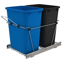 United Solutions 23 Gallon Highboy Kitchen Recycling Bin with Swing Lid, Blue