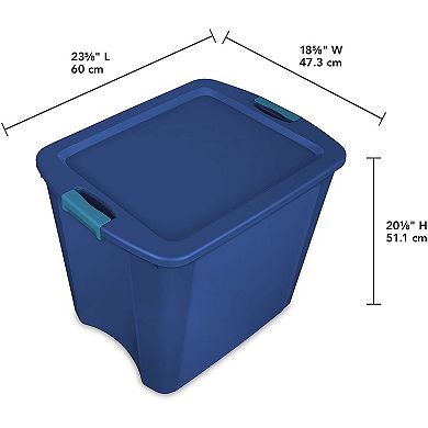 Sterilite 26 Gallon Latch and Carry Storage Tote, True Blue (4 Pack)