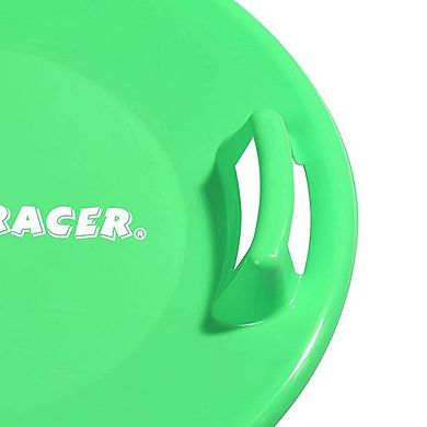Slippery Racer Downhill Pro Adults and Kids Plastic Saucer Disc Snow Sled, Green