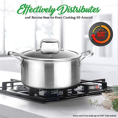 NutriChef 8-Piece Triply Cookware Set Stainless Steel - Triply Kitchenware Pots & Pans Set