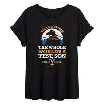 Juniors' Yellowstone "The Whole World's A Test, Son" Oversized Graphic Tee