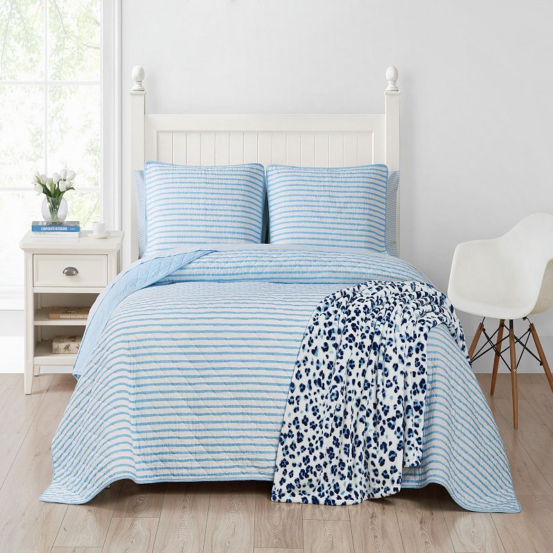 Scout Double Stuff Quilt Set with Shams, Blue, Full/Queen