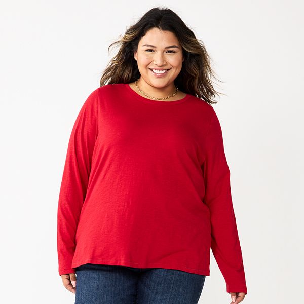 Plus Size Sonoma Goods For Life® Everyday Crewneck Long Sleeve Top