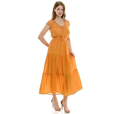 Women's Luxology Gauze Smocked Waist Maxi Dress